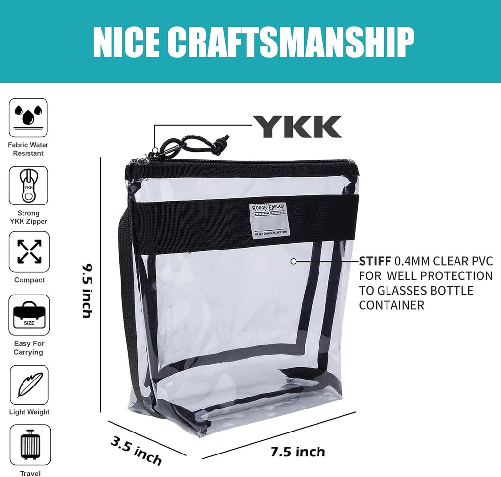Rough Enough Clear Toiletry Bag Makeup Organizer Cosmetic Pouch with Zipper Handle for Travel Beach Essentials Storage