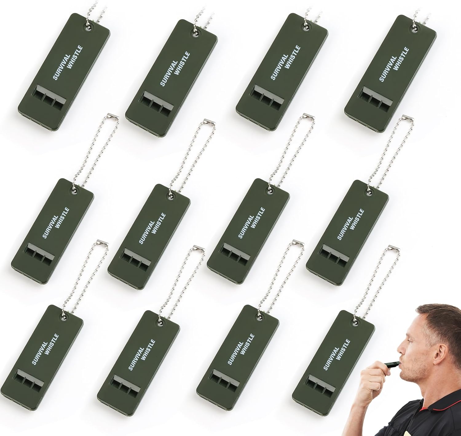 120 dB Emergency Whistles for Teachers, Flat Self Defense Safety Whistle Keychain for Women Outdoor Hiking Dog Signal