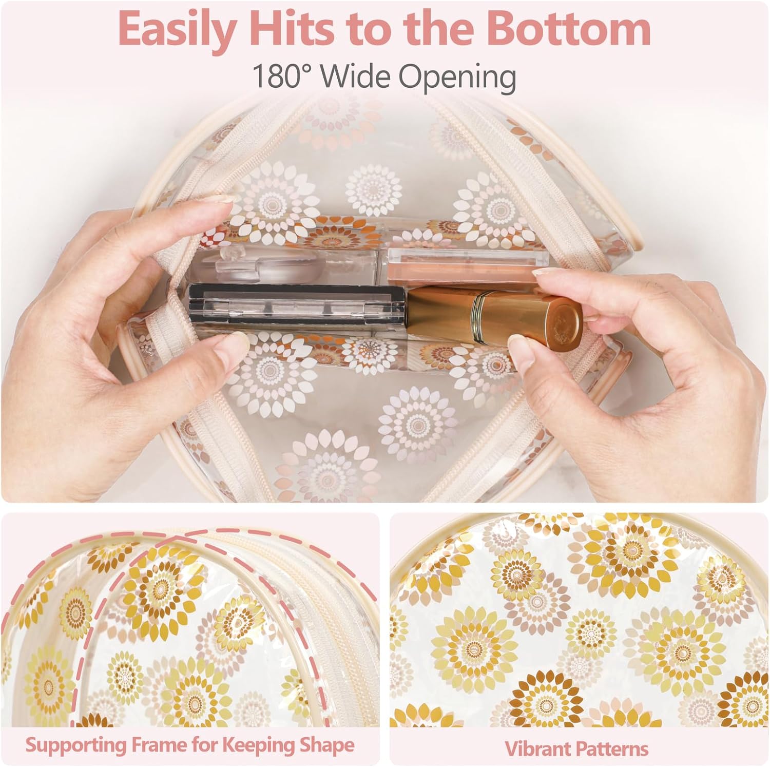 PACKISM TSA Approved Toiletry Bag - Upgrade Color-Edged Clear Makeup Bags, Clear Toiletry Bags For Traveling Fits Various Storage Needs