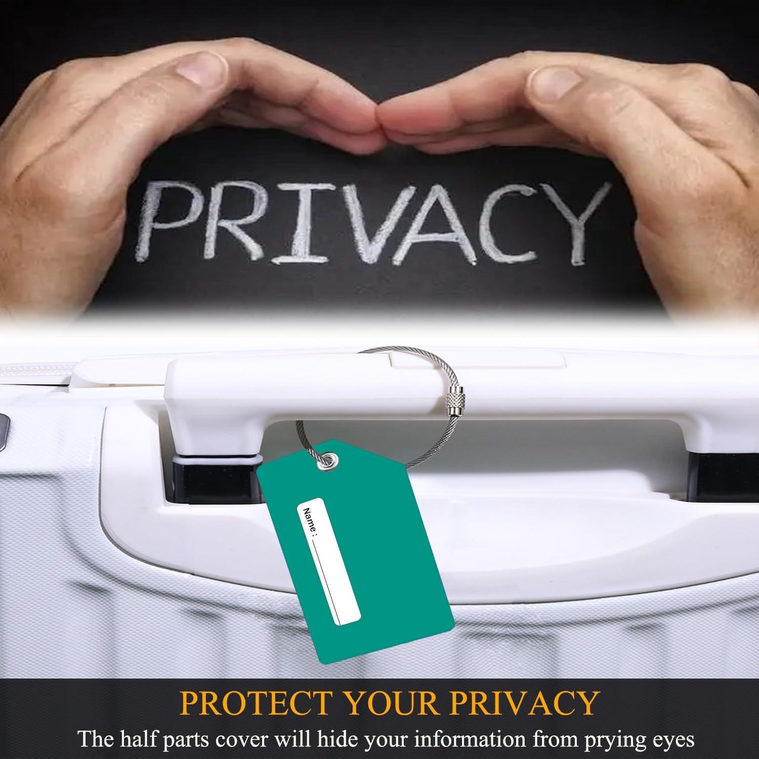 7 Pack Silicone Luggage Tag for Suitcases with Name ID Card, TSA Approved, Privacy Protection Travel Suitcase Tags (Peacock Green)