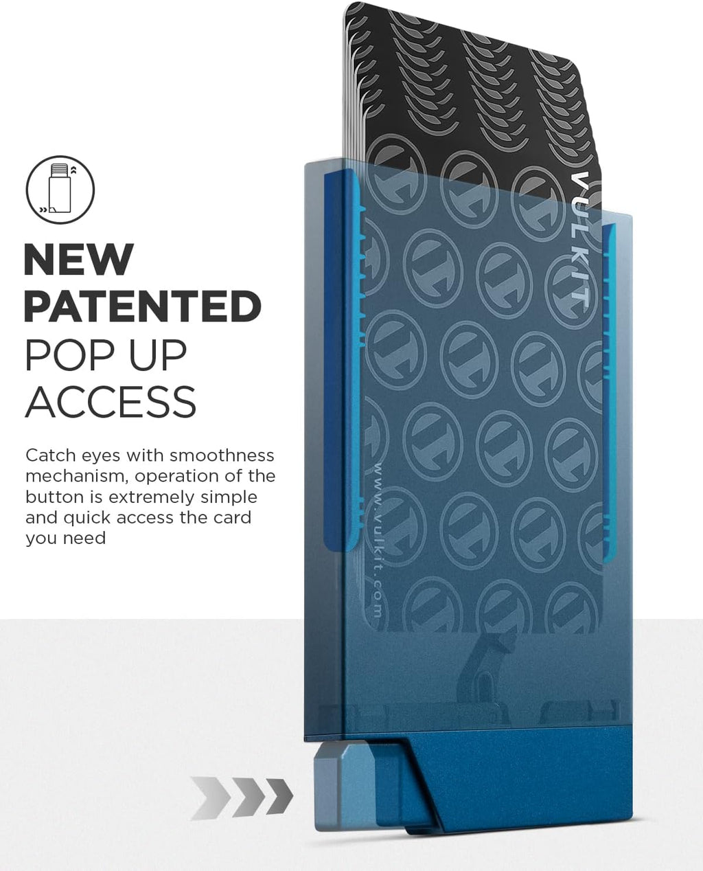 VULKIT Pop up Card Holder Minimalist Credit Card Holder RFID Blocking Slim Metal Card Case for Men or Women(Navy)