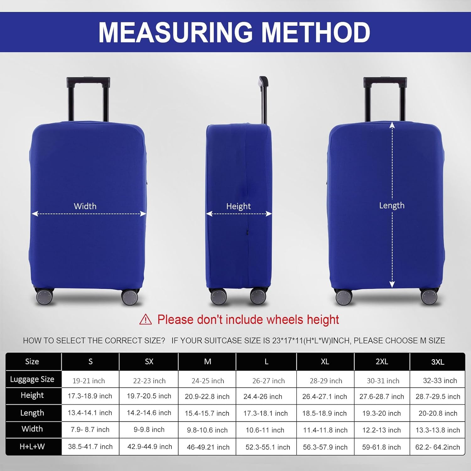 Travel Luggage Cover Suitcase Protector Scratch-Resistant Fit 19-31 Inch Suitcase, Not Included Suitcase (Blue, 2XL(30-31 inch))