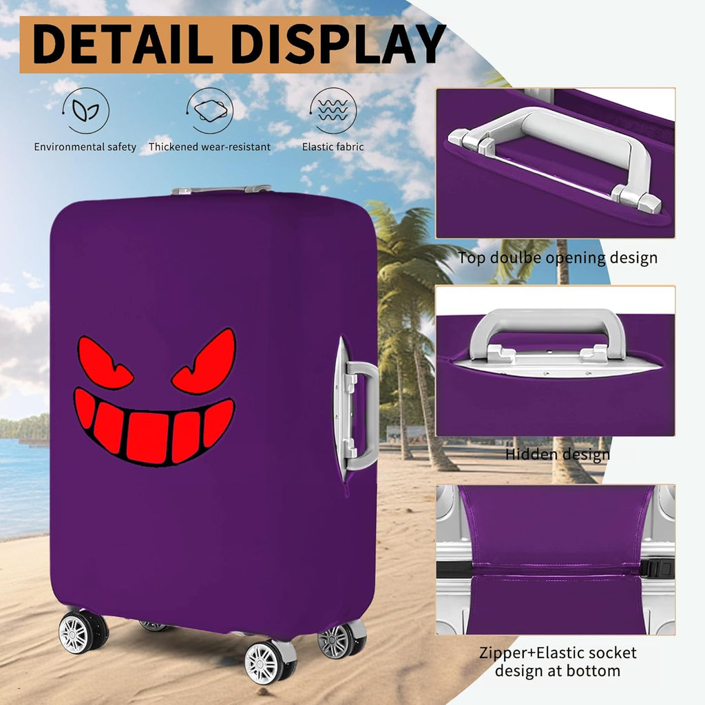 Travel Luggage Cover Thicker Spandex Suitcase Protector Elastic Washable Baggage Covers (S (for 19-20 inch luggage), Purple Eye)