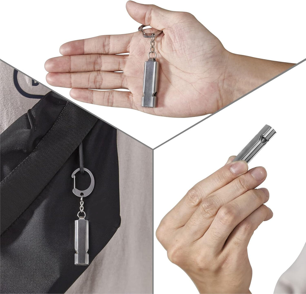 Whistle for Coaches Teachers, Emergency Survival Stainless Steel Whistles 2 Pack with Keychain for Referee Train Hiking Sports Boating Kayak Life Vest Jacket Lifeguard Outdoor Security