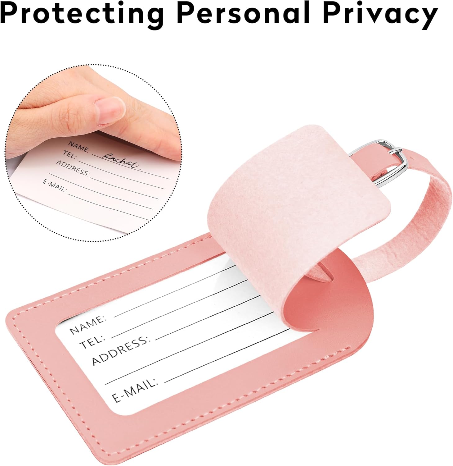 Luggage Tags for Suitcase Travel Bag Labels Privacy Protection Luggage Tag for Baggage PVC Baggage ID Label Tags 2 Pack Yellow+Pink