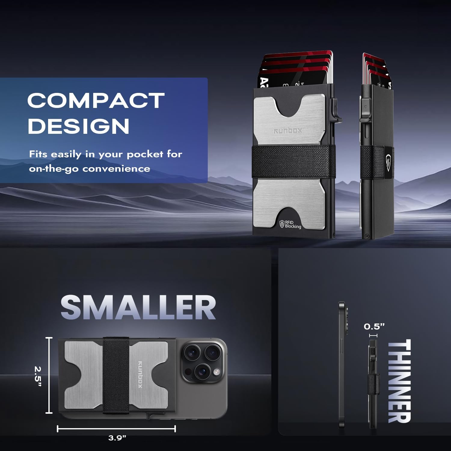 Mens Business Card Holder, Slim Card Wallet for Men and Women, Minimalist RFID Blocking Wallet with Pop-Up Function, Thin Design, Metal Cases Holds 6+6 Cards, Gifts for Men, Men's Accessories