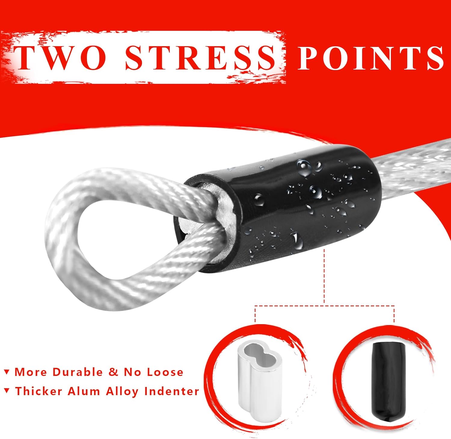 1/8 inch Stainless Steel Security Cable with Hooks 2.6 FT Luggage Lock Security Cable with Loops（10Pack ）