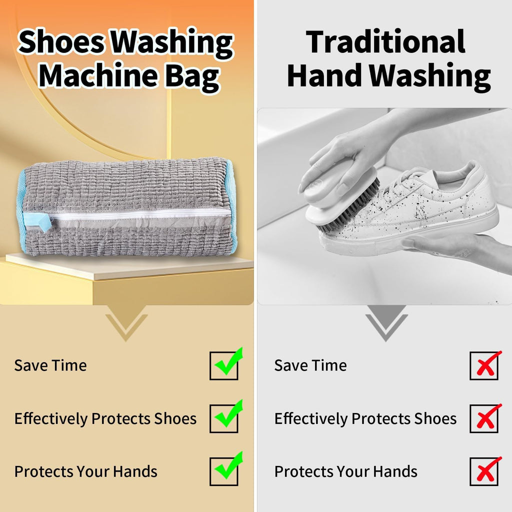 Shoe Washing Machine Bag, 2Pcs Reusable Shoe Cleaning Bag for Washing Machine, Shoe Laundry Bag for Washer, Cleaner bag for Sneakers Tennis Shoes (Grey 2pcs)