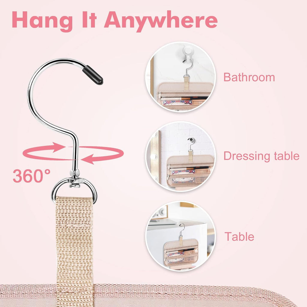 Wedama Toiletry Bag for Women, Medium Cosmetic Travel Bag, Hanging Toiletry Bag for Bathroom, Thickened PVC Waterproof Makeup Bag, Toiletries Bag for Travel Business Trips and Camping, Pink