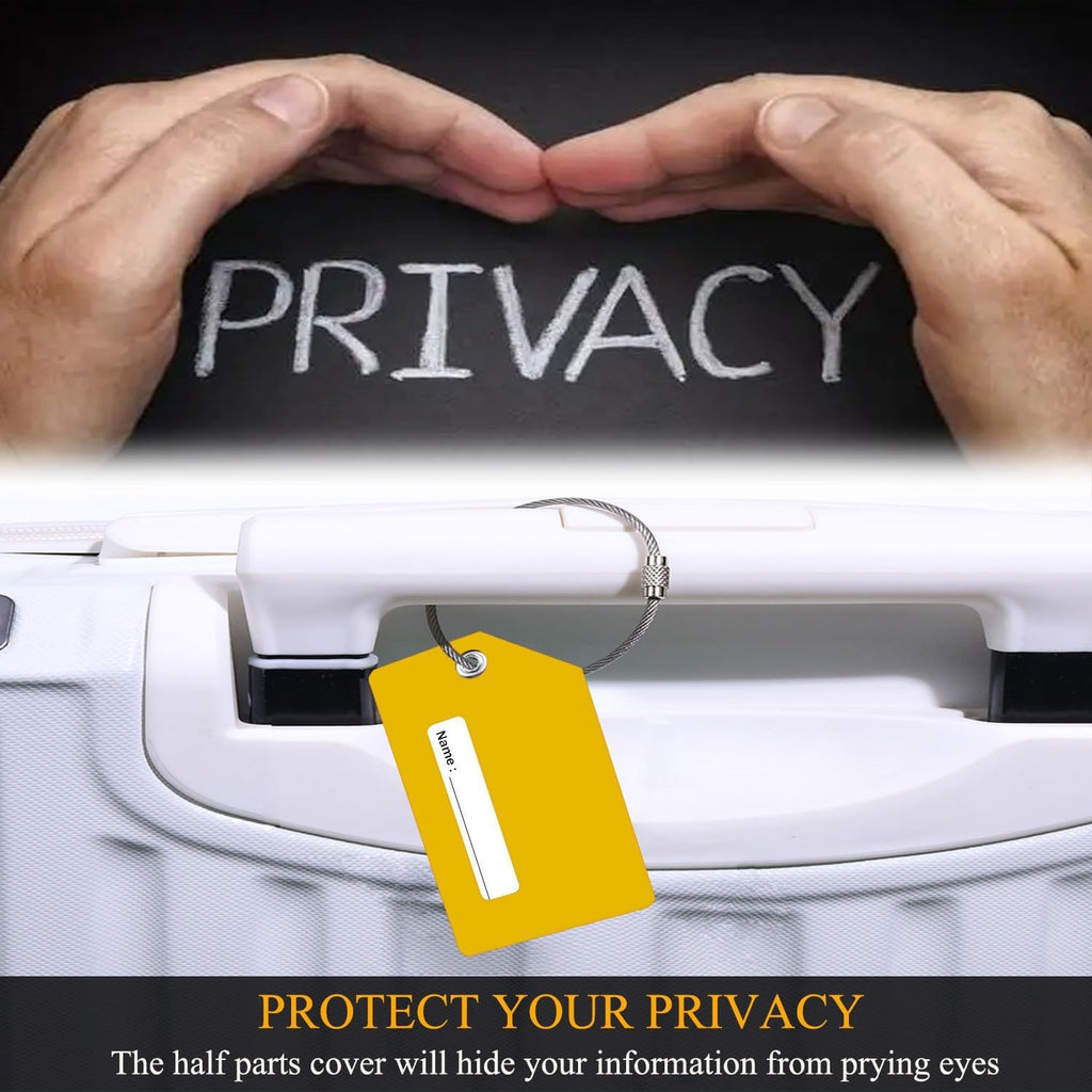 6 Pack Silicone Luggage Tag for Suitcases with Stainless Loop, Privacy Protection Travel Bag Tags Perfect to Quickly Spot Baggage Handbag (Aurantium)