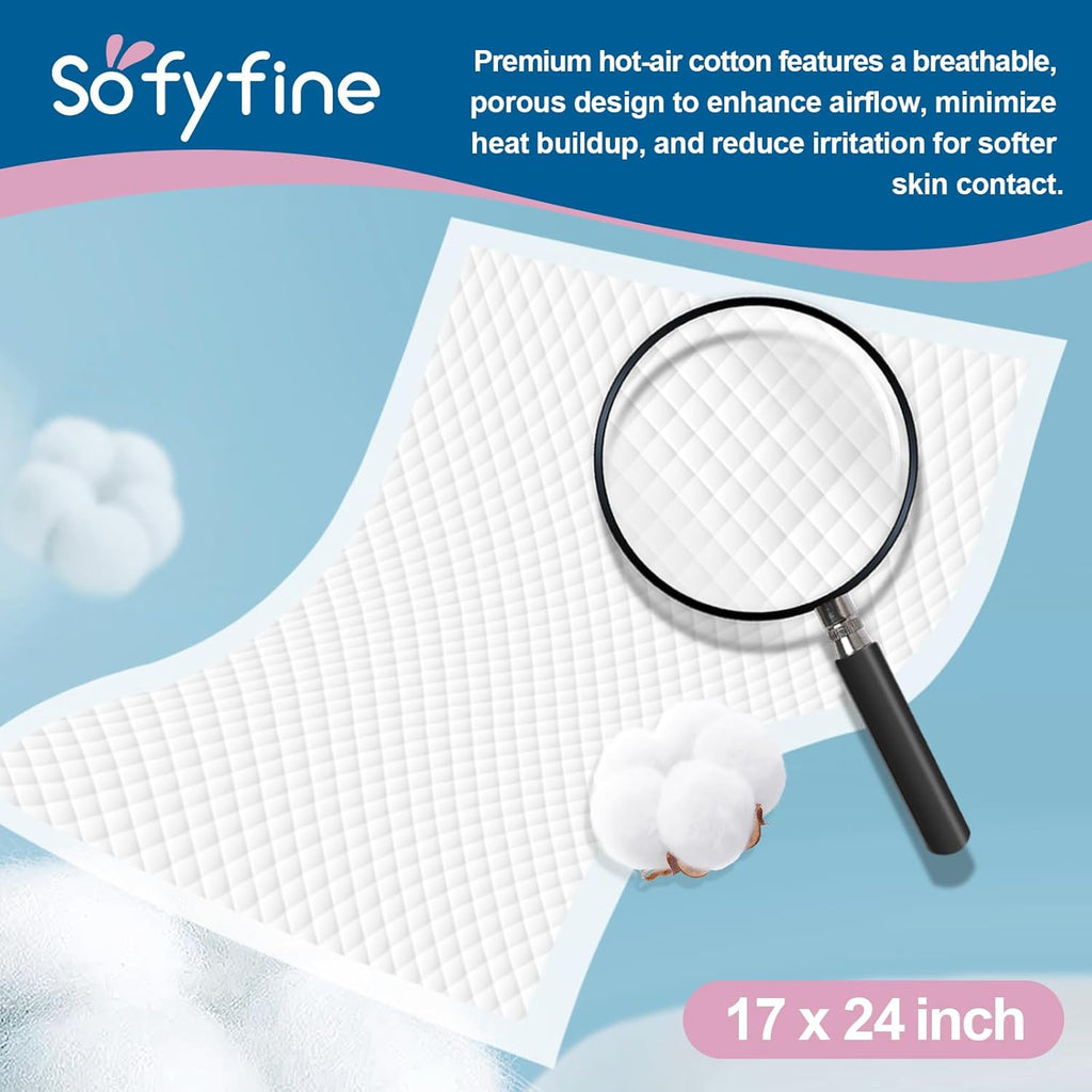 100 Count Disposable Changing Pads for Baby 17" x 24"Portable Changing Diaper Liners for Mess Free Travel, Leakproof Incontinence Bed Pads,Waterproof Table Protector Mat, Toddler Pee Pads