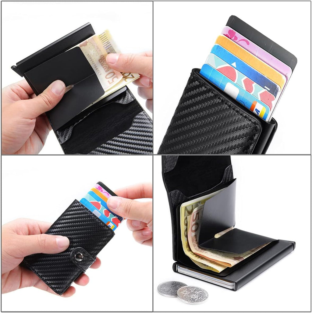 Card Holder, Men Credit Card Holder, Slim Card Case Front Pocket Anti-theft-RFID Auto Pop up Travel Thin Wallets for Men