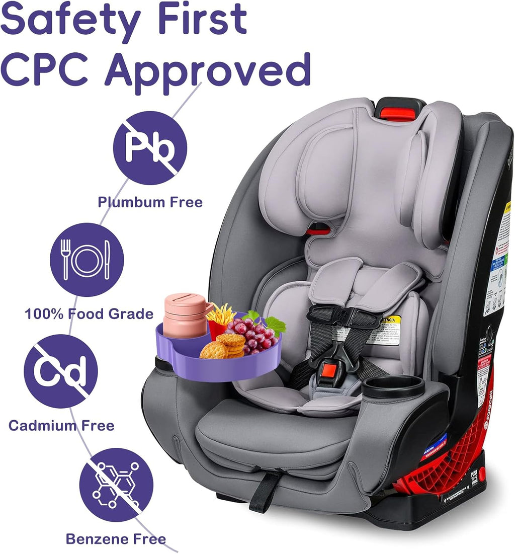 Kids Car Seat Tray, Travel Tray with Cup Holder for Toddler Baby, Kids Car Seat Food Snack Organizer for Road Trip, Stroller snack Organizer Travel Must Haves Toddler Must Haves (Purple, 1 PCS)