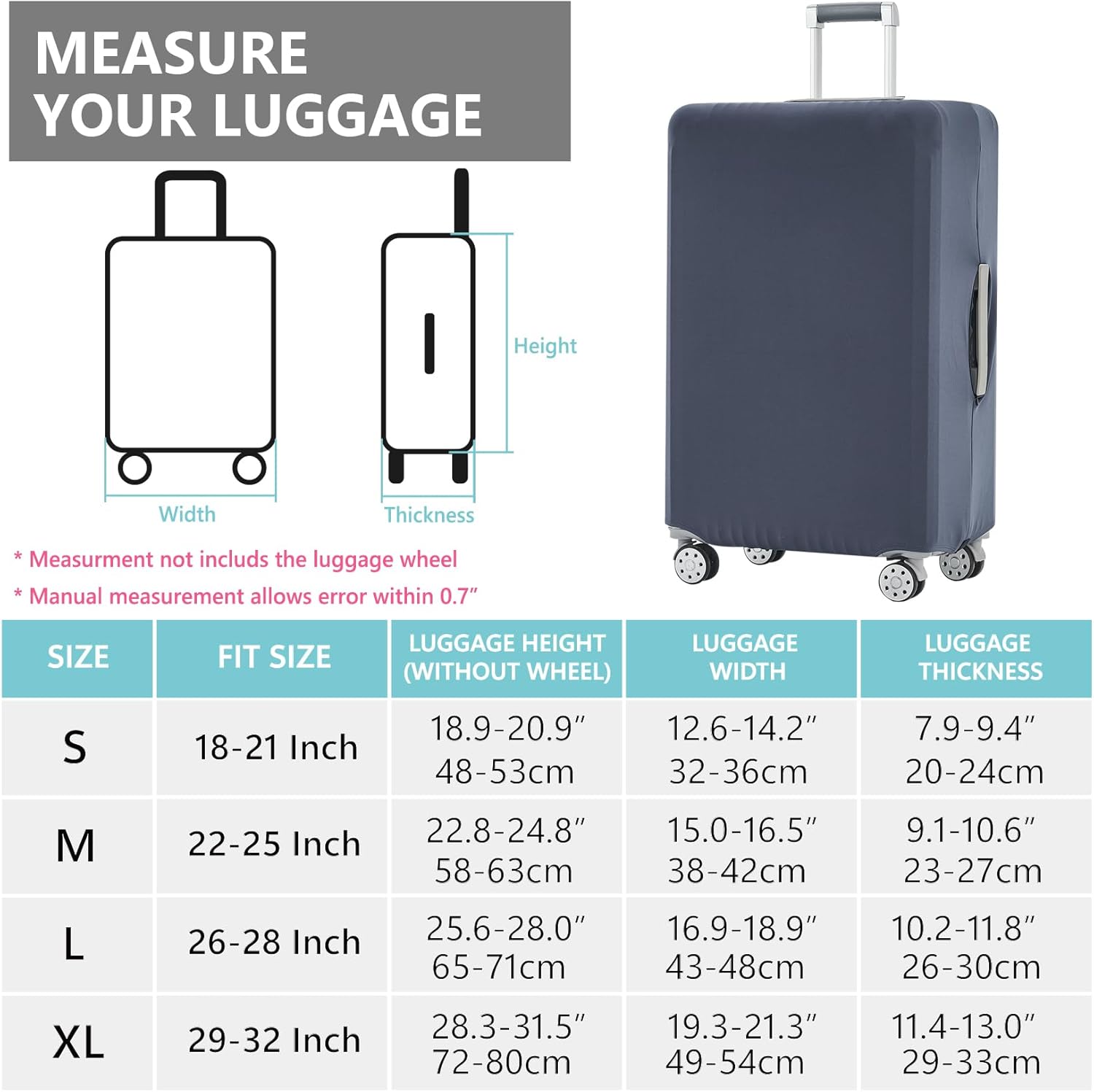 Travelkin Luggage Covers For Suitcase Tsa Approved,Suitcase Cover Protector Fit 18-32 Inch Luggage