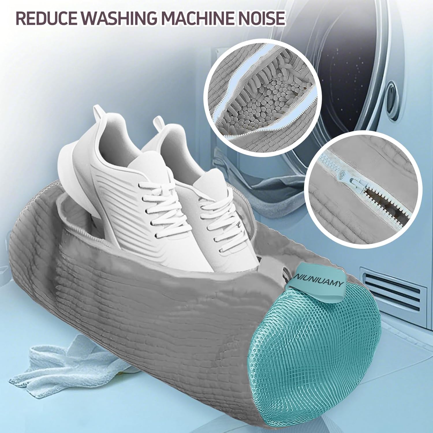Shoe washing machine bag,Sneaker Laundry Bag for Shoes, Reusable and Durable Shoe Laundry Bag for Washer and Dryer,Suitable for cleaning shoes, gym, tennis, basketball, shoe storage (Grey -2 pieces)