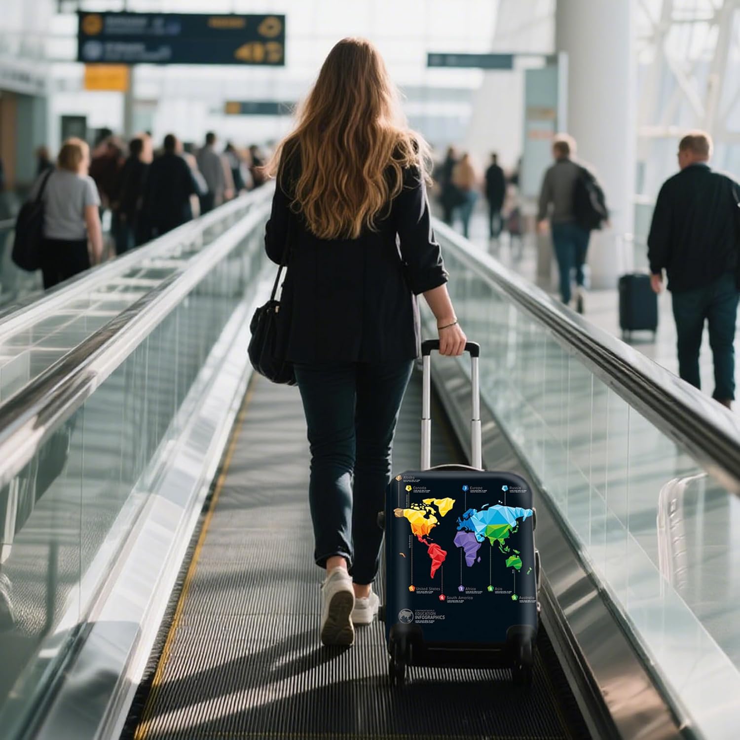 WUJIAONIAO Travel Luggage Cover Baggage Suitcase Protector Fit for 18-32 Inch Luggage (M (for 22-24 inch luggage), map)