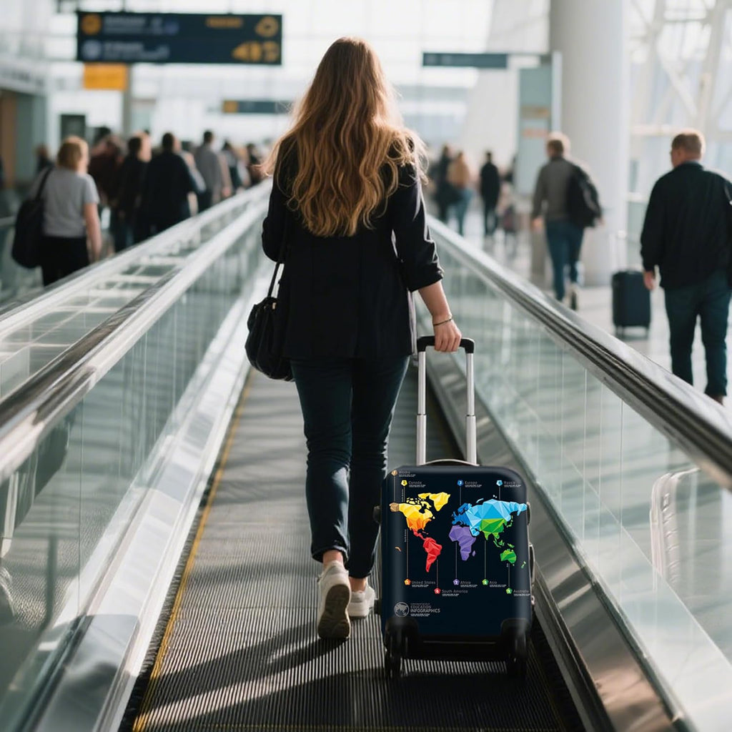 WUJIAONIAO Travel Luggage Cover Baggage Suitcase Protector Fit for 18-32 Inch Luggage (L (for 25-28 inch luggage), map)