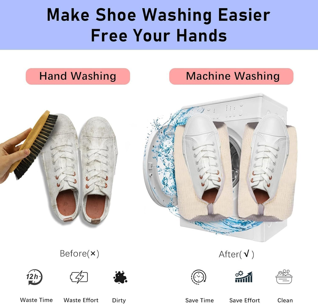 Shoe Cleaning Bag,Shoe Washing Bag For Washing Machine,Laundry Bag For Shoes,Fluffy Fibers 360° Wrap-Around Cleaning,Reusable Washer Shoe Bag, Ensure Deep Cleaning of The Shoes(Orange 2 pcs)