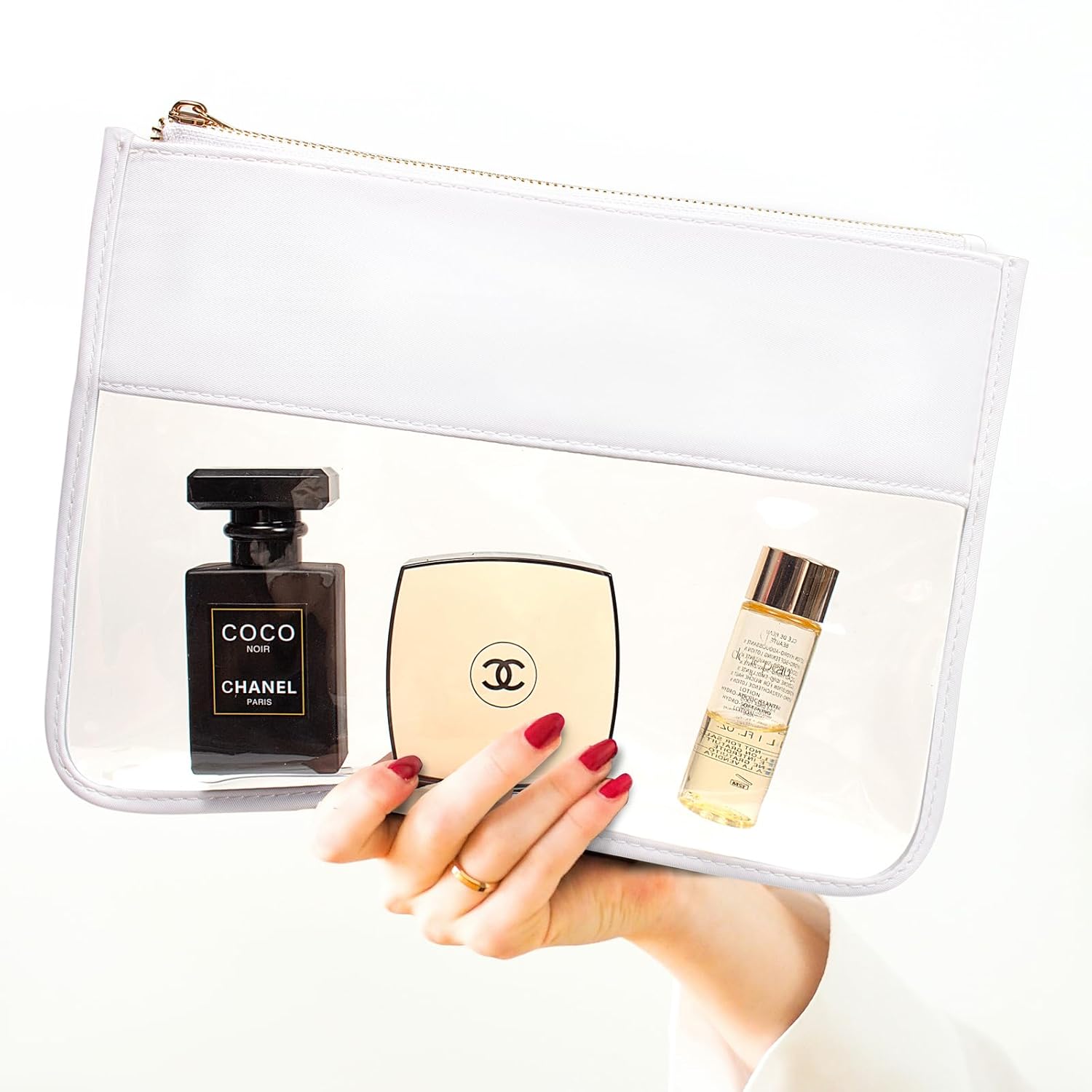 LETGO Clear Makeup Bag Pouch for Travel with Zipper,Clear Cosmetic Bag for Women Waterproof Snacks Bag Stadium Purse Toiletry Bag Bogg Bag Accessories (0-White)