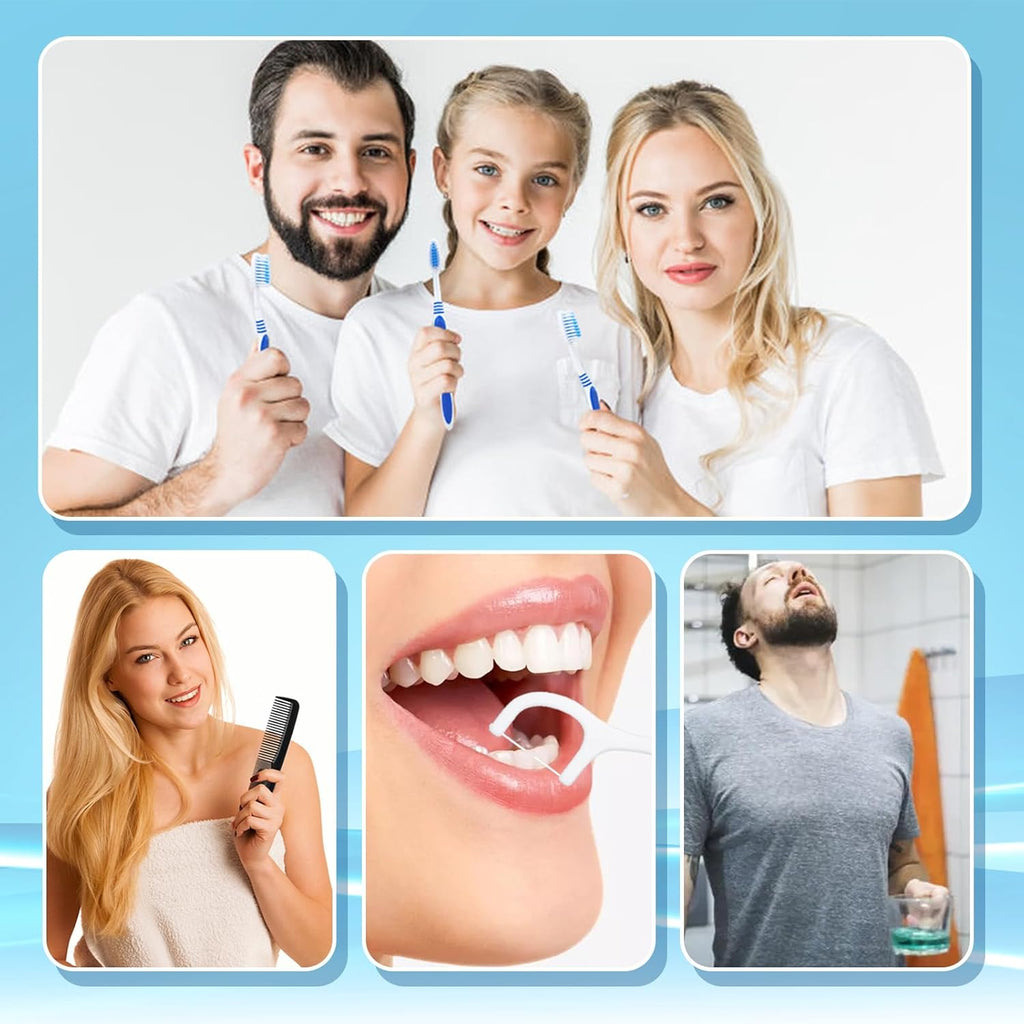 10 Set Travel Toothbrush Kit Bulk,Disposable Toothbrush with Toothpaste Set with Mouthwash,Toothpaste,Cover,Comb,Zip Bag,Floss Picks,Toothbrushes Set for Homeless,Travel