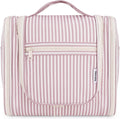 Narwey Striped Hanging Travel Toiletry Bag for Women, Travel Bag for Toiletries, Makeup Bag Organizer Cosmetic Bags Make Up Bags for Women (Dusty Rose Stripe)