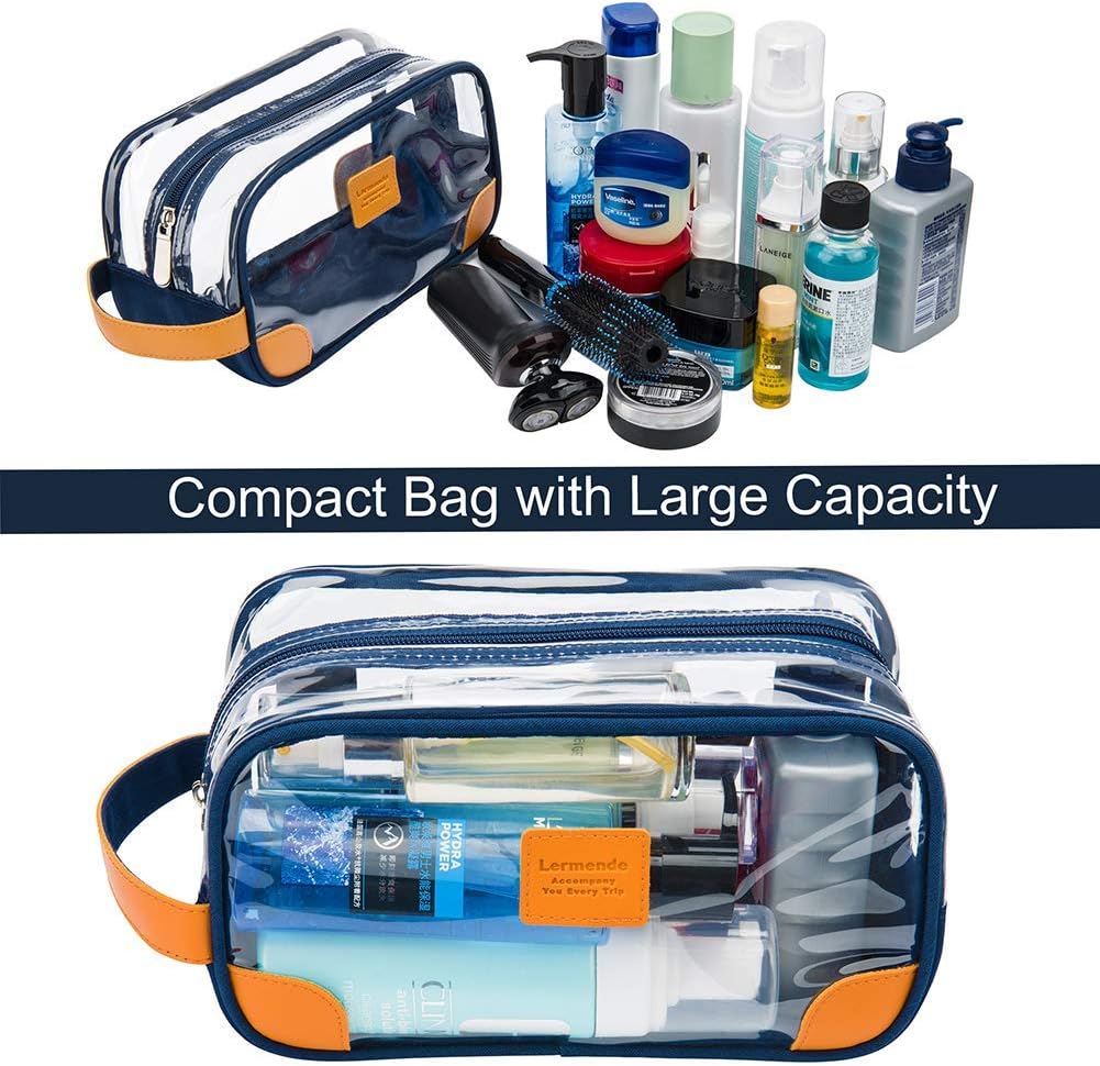 Lermende Toiletry Bag, Clear Shaving Dopp Kit for Men Travel Toiletry Bag with Hand Strap Unisex Bathroom Toiletries Organiser