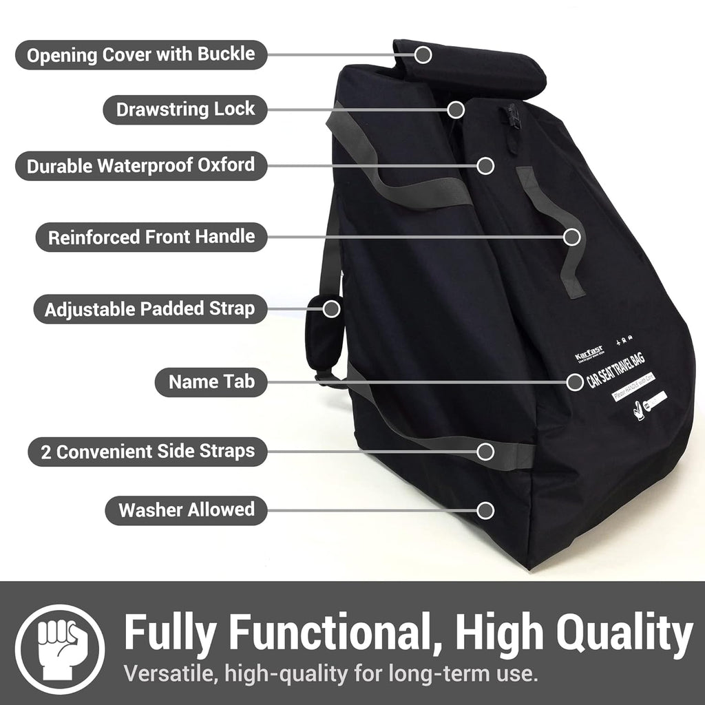 Car Seat Travel Bag Backpack for Air Travel Universal Infant Carseat Gate Check Bag Cover for Airplane, Foldable with Pouch, Gray