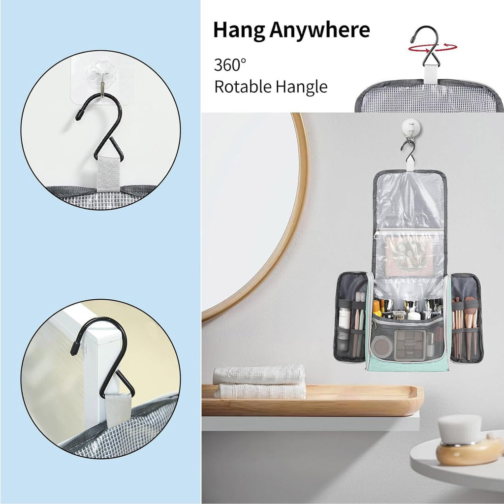 Della Gao Travel Toiletry Bag for Men and Women, Bathroom Bag, Water-Resistant Nylon (L, Green)