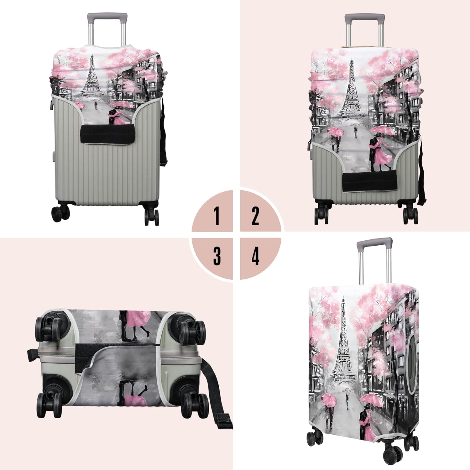Travel Luggage Cover Suitcase Protector Fits 18-32 Inch Wheel Covers PatternedTravel Related Items Flower Luggage Protector Elastic XL