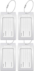 Luggage Tags Metal Suitcase Tags Travel Bag ID Identifier Luggage Tag (Silver 4-Pack)