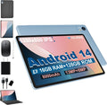 Android 14 Tablet with Keyboard，16GB RAM 128GB ROM 1TB Expand, 8000mAh Battery, 10.1 inch Tablet with 13MP+8MP Camera/Bluetooth/GPS/WiFi/HD Display (Light Blue)