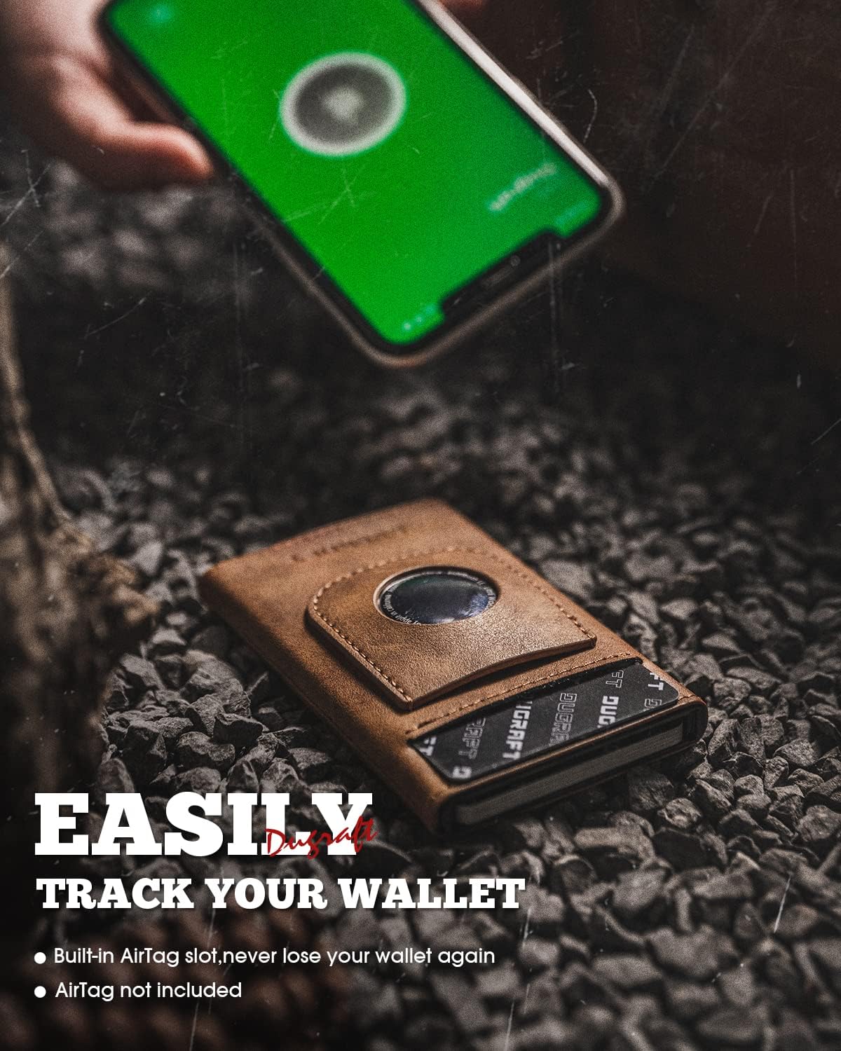 DUGRAFT Pop Up Wallet with AirTag Holder, RFID Blocking Air Tag Wallet with Money Clip Smart Credit Card Holder Wallet for Men(AirTag Not Included)