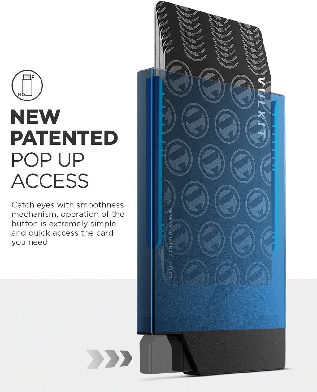 VULKIT Pop up Card Holder Minimalist Credit Card Holder RFID Blocking Slim Metal Card Case for Men or Women(Navy)