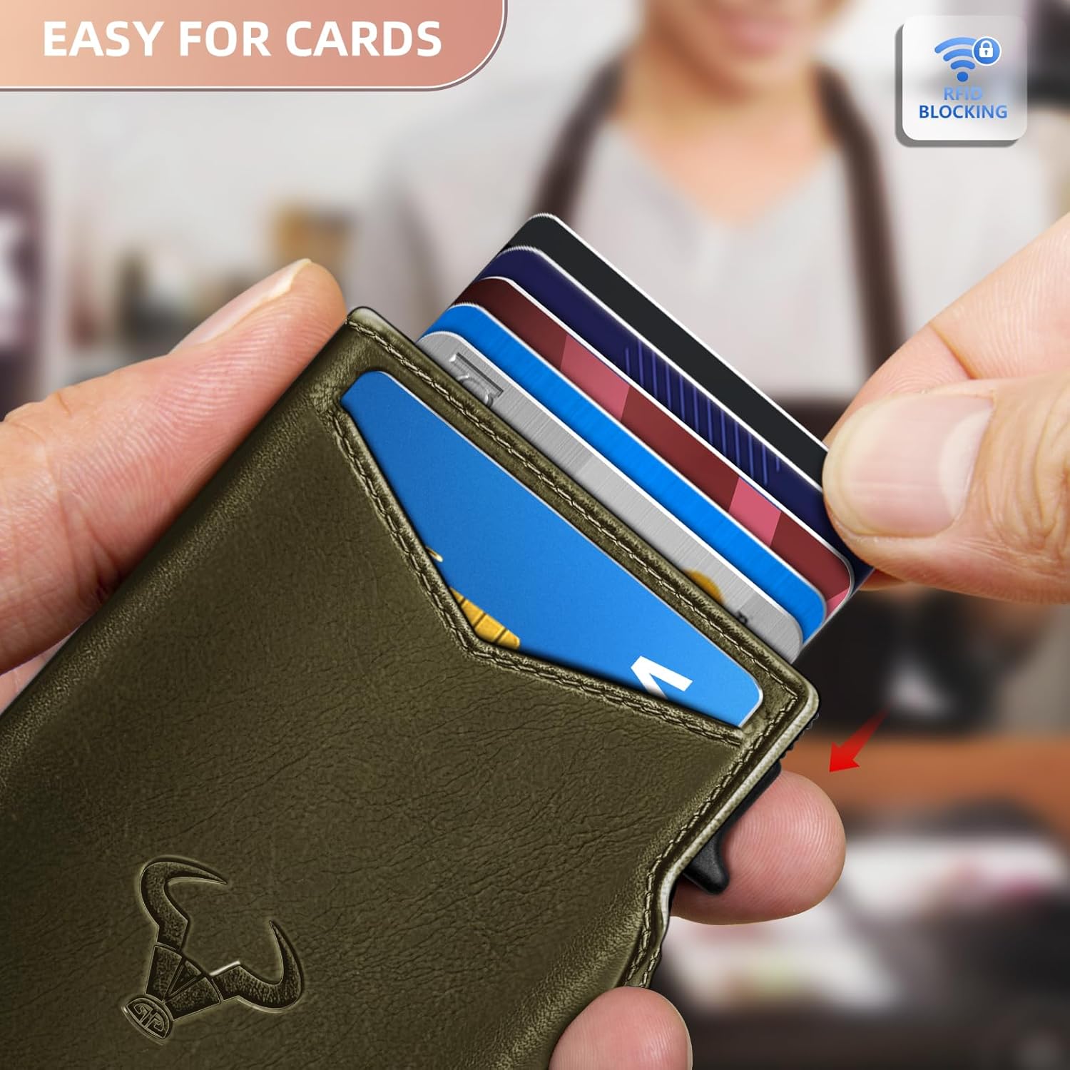 BULLIANT Men Wallet Gift Boxed,Slim Front Pocket Wallet Money Clip Card Holder 3.8"x2.7",Pop-up Access