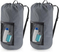 Laundry Bag Backpack, 2PCS Extra Large Travel Laundry Bag with Mesh Pocket & Adjustable Shoulder Straps,Dirty Clothes Travel Bag for College Students Dorm,Apartment(Grey)