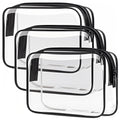Clear Toiletry Bag, 3 Packs TSA Approved Water resistant Travel Organizer, Airport Airline Travel Essential Carry On Makeup Cosmetic Bags for Women, Black - 3 packs