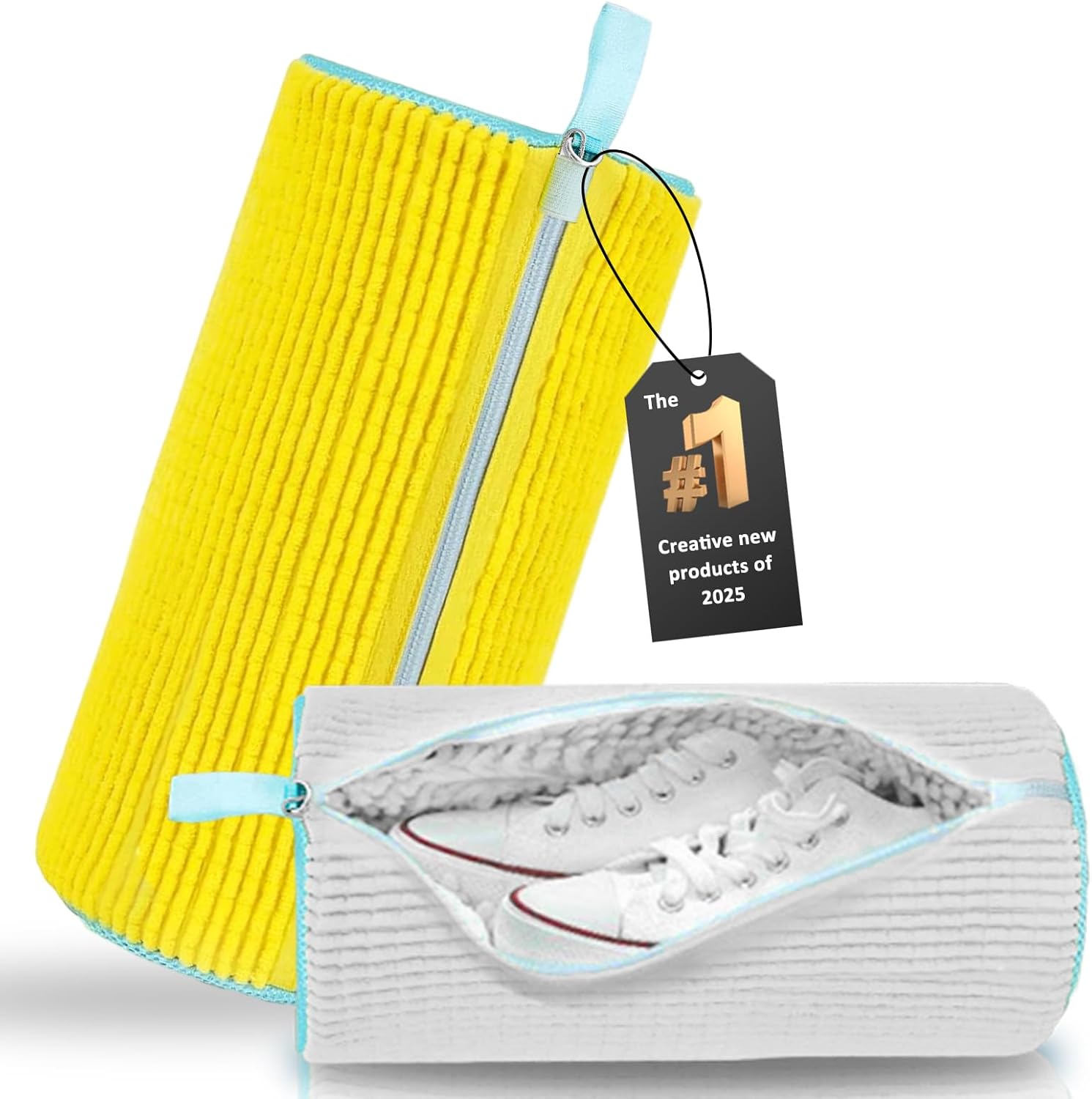 Shoe Washing Machine Bag Reusable Shoe Cleaning Bag for All Types Laundry Shoe Bag for Washer and Dryer (Yellow Gray)