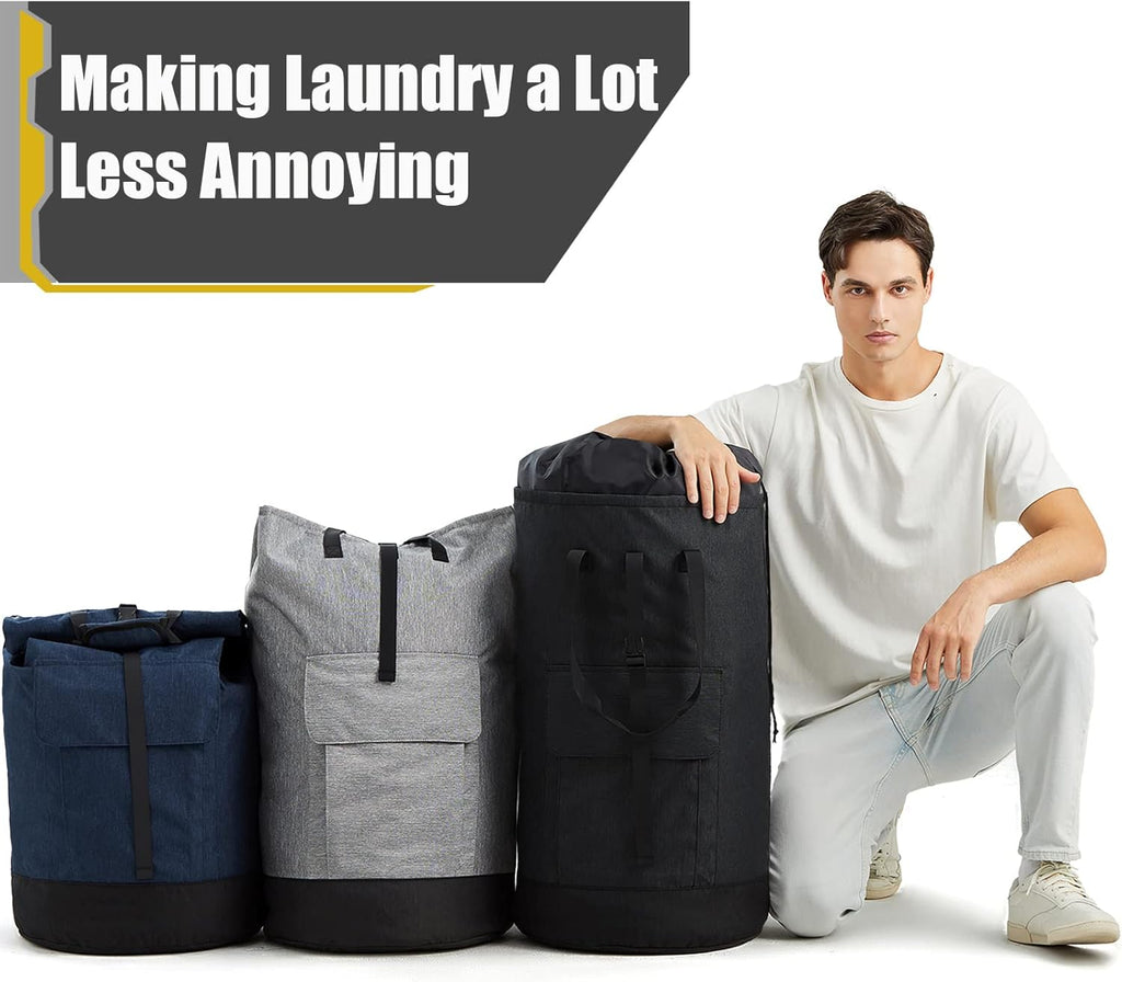 College Laundry Bag, 115L Extra Large Laundry Backpack with Shoulder Straps, Heavy Duty Backpack Laundry Bag, Large Laundromat Bag, Dorm Laundry Bags for Travel, Laundromat, Apartment, Beach, Camping