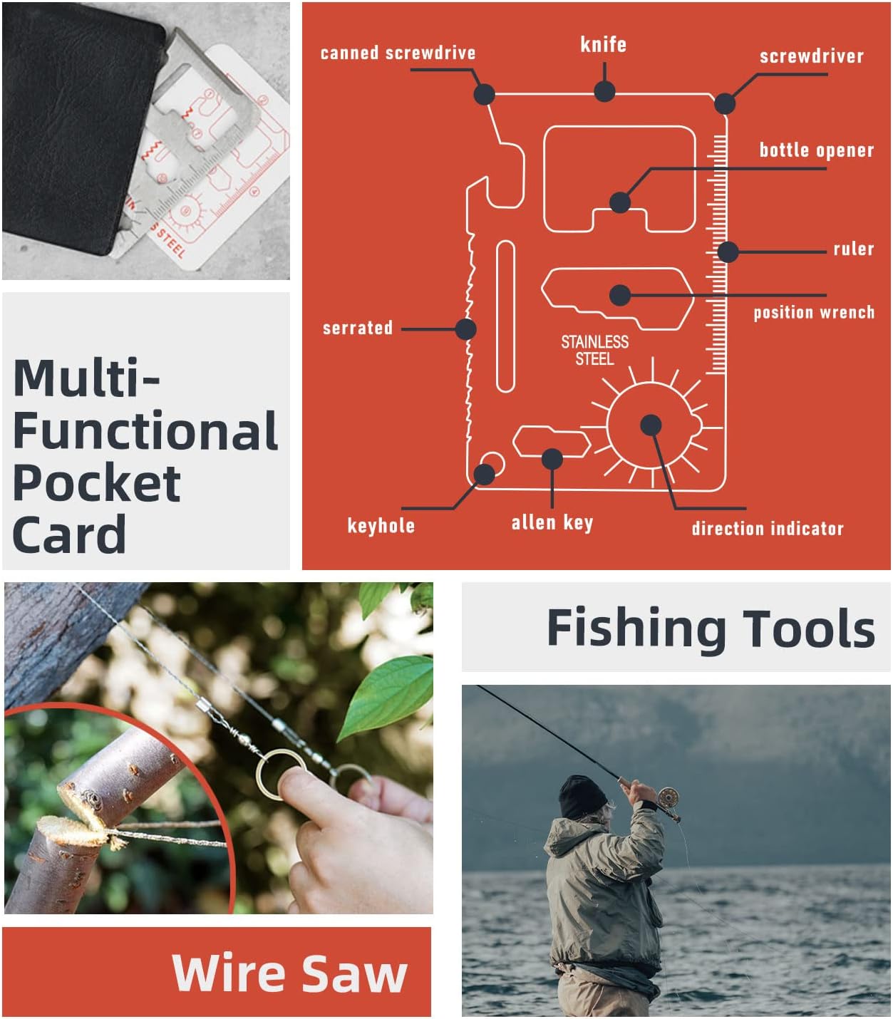 VEITORLD Gifts for Men Dad Him Christmas - Survival Gear and Equipment 12 in 1, Survival Kits - Cool Unique Fishing Hunting Birthday Gifts for Husband Teen Boy Boyfriend Women, Mens Stocking Stuffers