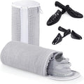 Shoe Laundry Bags for Washing Machine, 2024 New Reusable Laundry Shoe Bag for Washer and Dryer, Fluffy Fibers 360° Wrap-Around Cleaning, 2 Pairs Adjustable Shoe Trees for All Shoes, ‎Gray
