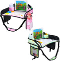 2PCS Kids Travel Tray, Car Seat Tray for kids Travel, Toddler Road Trip Essentials With Drawing Kit, Toddler Lap Desk Organizer for Car, Carseat Table for Airplane