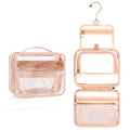 CUBETASTIC Hanging Travel Toiletry Bag for Women, Clear Makeup Bags Portable Transparent Cosmetic Case Small Skincare Pouch Waterproof Travel Bag for Toiletries