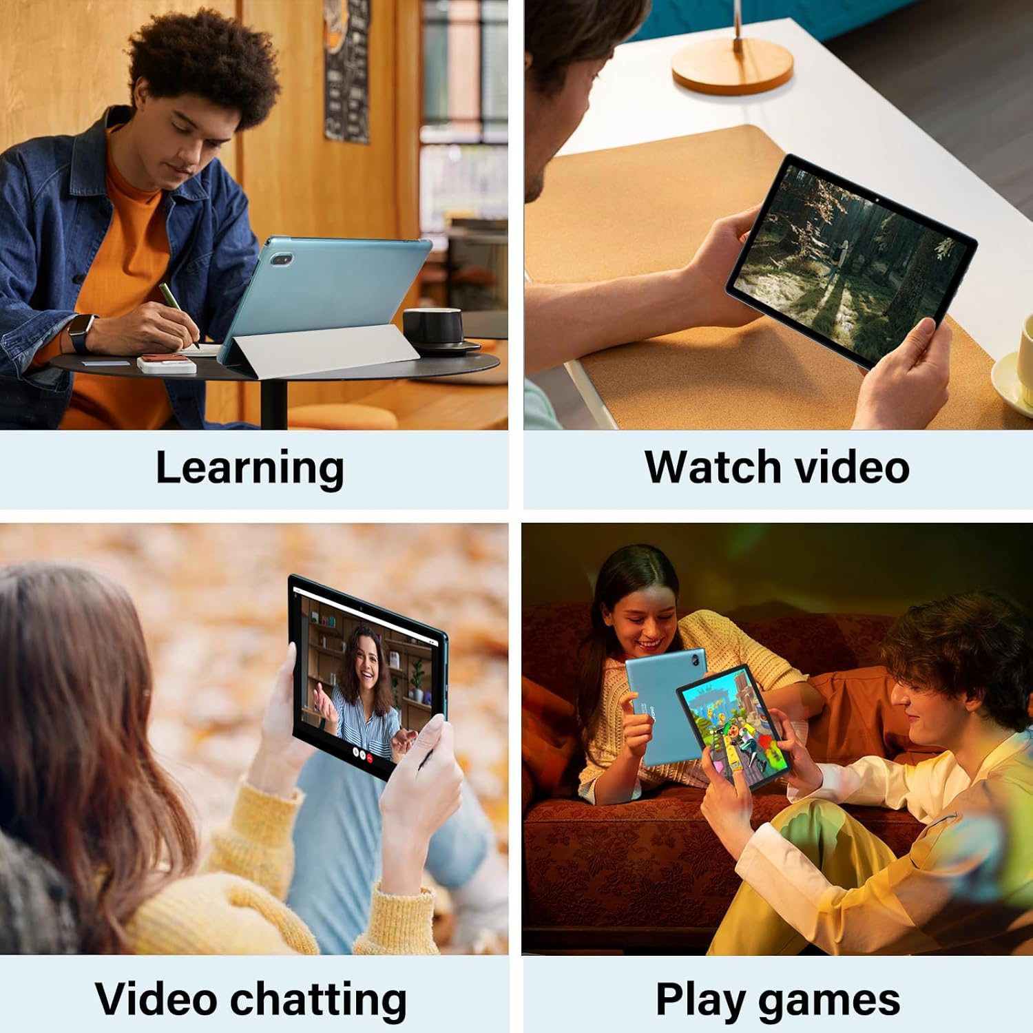 2025 Android Tablet 10.1 Inch Android 14 Tablets with 128GB ROM+18GB RAM (4+14 Virtual), 1TB Expand 2 in 1 10.1 Tablet with Keyboard, Powerful Octa-Core, WiFi 6, Blue