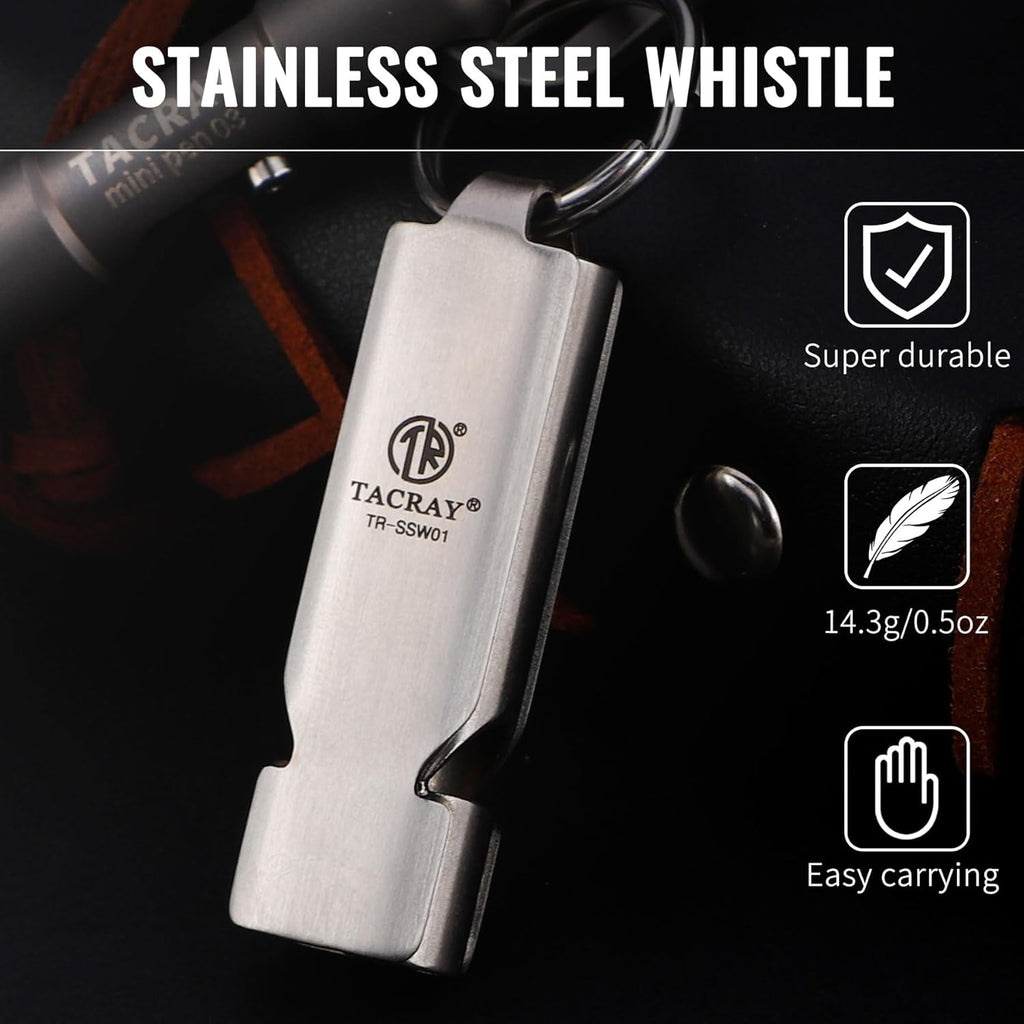 TACRAY Emergency Whistles Lifeguard Safety Whistle with Neck Chain and Keychain for Outdoor Camping Hiking