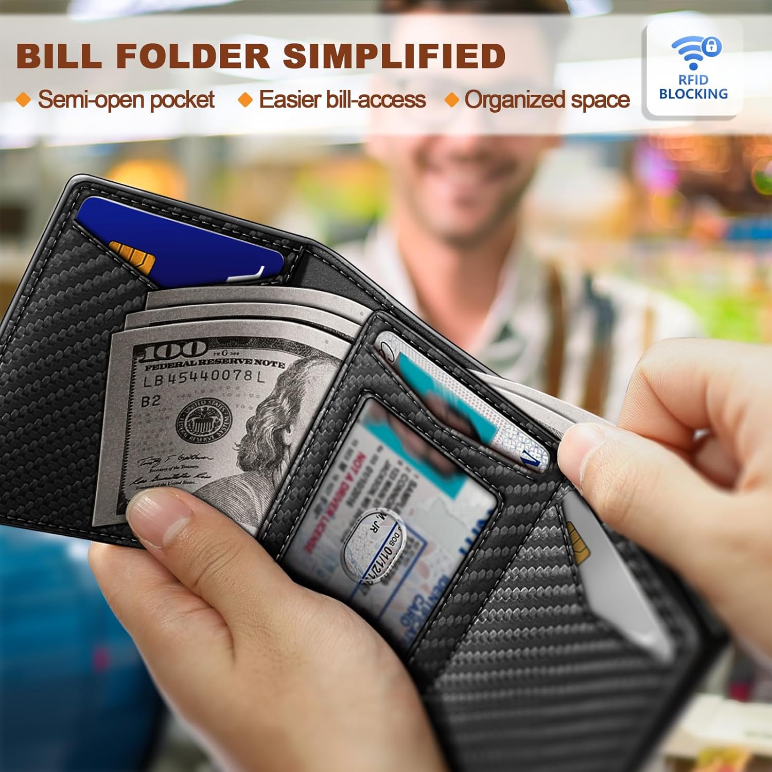 BULLIANT Men Wallet Leather Wallet Card Holders Money Clip for Men 10Cards-Magnetic Flip on Metal Case