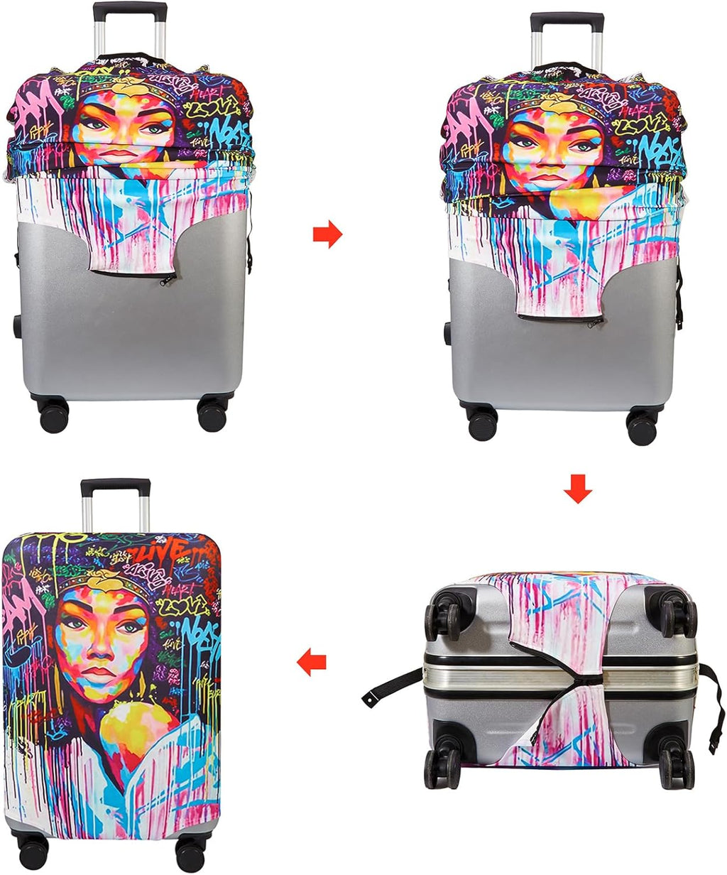 WUJIAONIAO Travel Luggage Cover Spandex Suitcase Protector Washable Baggage Covers (XL (for 29-32 inch luggage), hands off)
