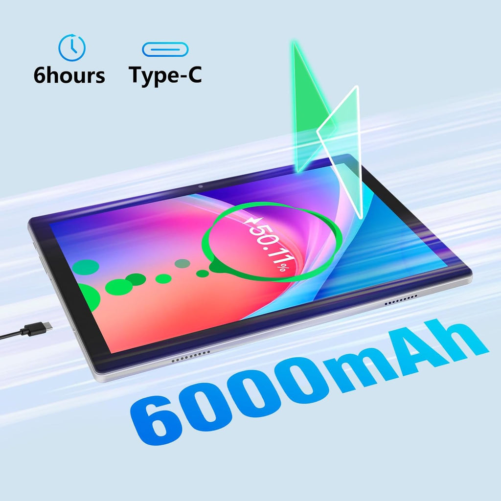 Tablet, Android 14 Tablet with 12GB (4+8) RAM 128GB ROM, Octa-Core Processor Tablets with Keyboard, Mouse, 10.1 Inch 1280 * 800 IPS Touch Screen, Dual Camera, WiFi 6, BT 5.4, 6000mAh Battery