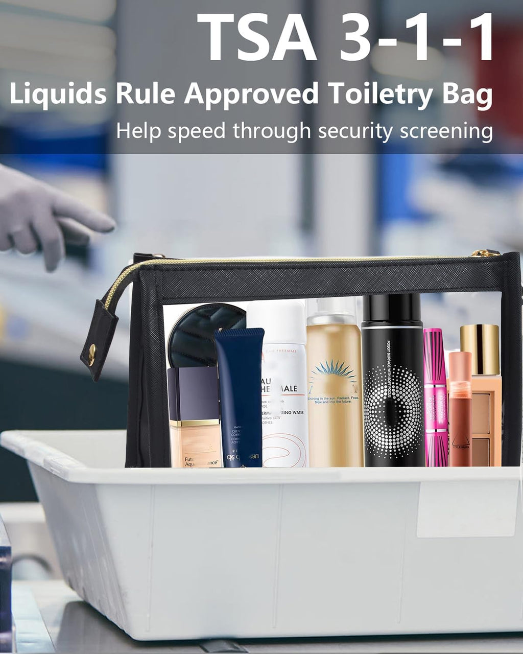 Small Clear Makeup Bag, Waterproof Clear Travel Toiletry Bag Case Cosmetic Bag with Zipper Small Makeup Pouch Travel Bags for Toiletries Travel Essentials Car Organizer