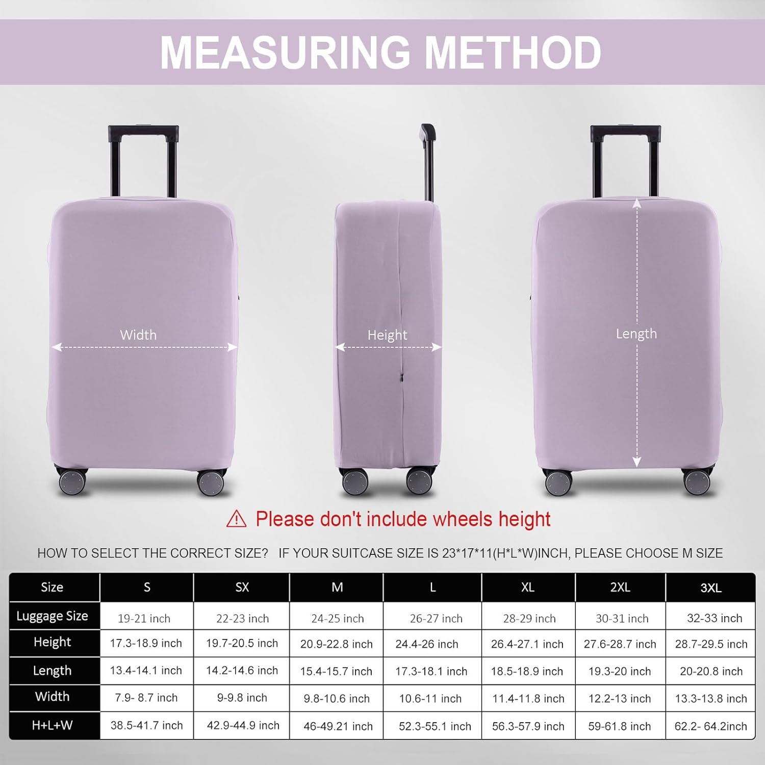 Travel Luggage Cover - Scratch-Resistant Fit 19-31 Inch Suitcase Protector, Lavender Purple (L, 26-27 inch)