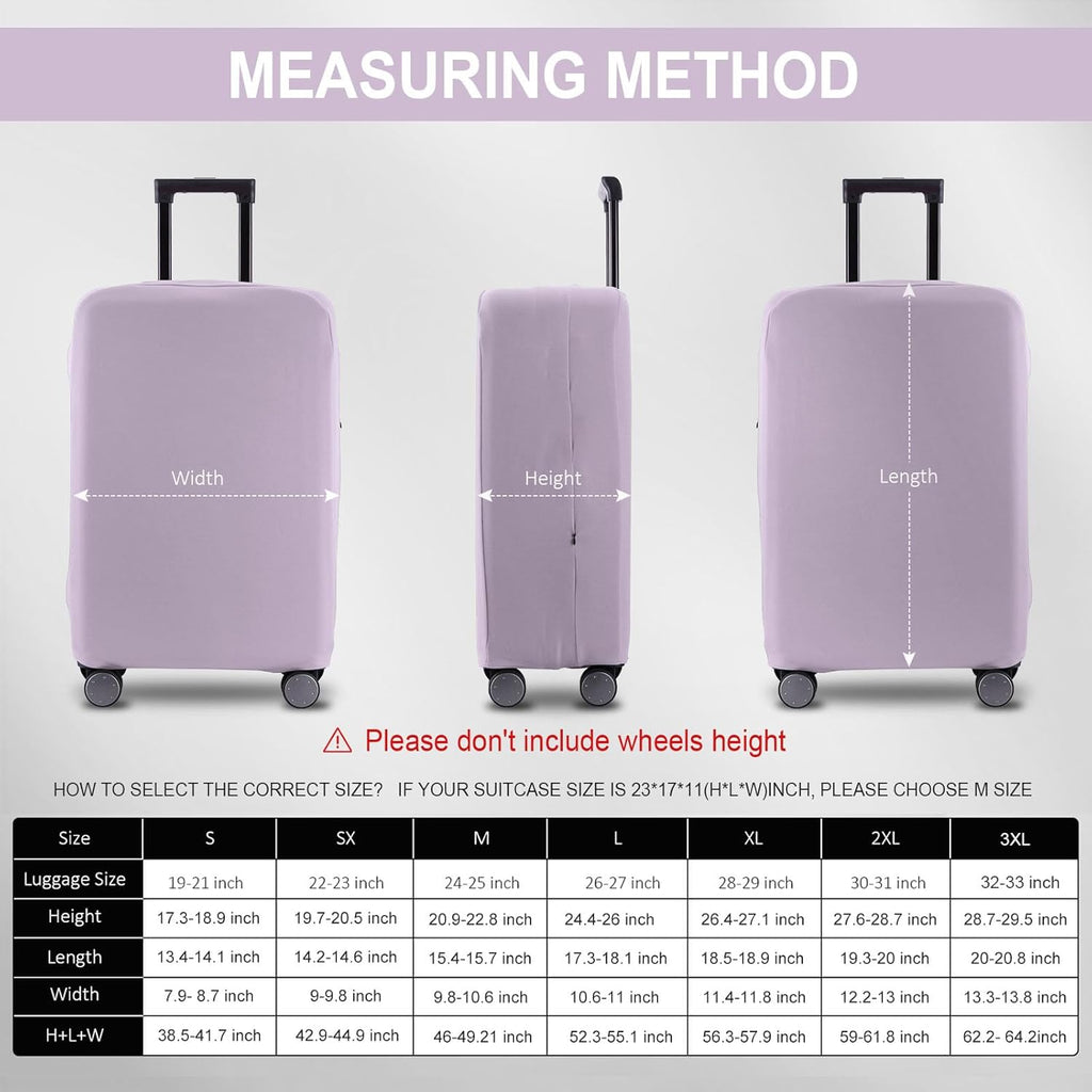 Travel Luggage Cover Protector Scratch-Resistant Fit 19-31 Inch Suitcase, Not Included Suitcase (Lavender Purple, SX(22-23 inch))